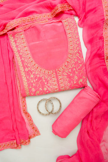 Glow Different Gajari Unstitched Crepe Salwar Kameez With Chiffon Dupatta
