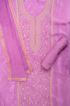 Delicate And Dreamy Mauve Crepe Unstitched Salwar Kameez With Chiffon Dupatta