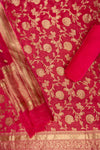 Onion Banarasi Woven Zari Khaddi Georgette Unstitched Salwar Suit With Georgette Dupatta