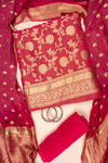 Onion Banarasi Woven Zari Khaddi Georgette Unstitched Salwar Suit With Georgette Dupatta