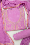 Delicate And Dreamy Mauve Crepe Unstitched Salwar Kameez With Chiffon Dupatta