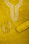Wrapped in Elegance Pista Crepe Unstitched Salwar Kameez With Chiffon Dupatta