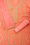 Graceful Flow Peach Unstitched Crepe Salwar Kameez With Chiffon Dupatta