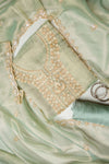 Pastel Majesty Mint Green Crush Tissue Unstitched Salwar Suit With Tissue Dupatta
