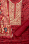 Heritage Heirloom Maroon Cotton Unstitched Salwar Kameez With Cotton Dupatta