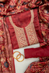 Heritage Heirloom Maroon Cotton Unstitched Salwar Kameez With Cotton Dupatta