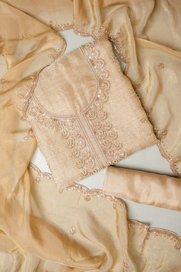 Timeless beauty Tussar Crush Tissue Unstitched Salwar Suit With Tissue Dupatta