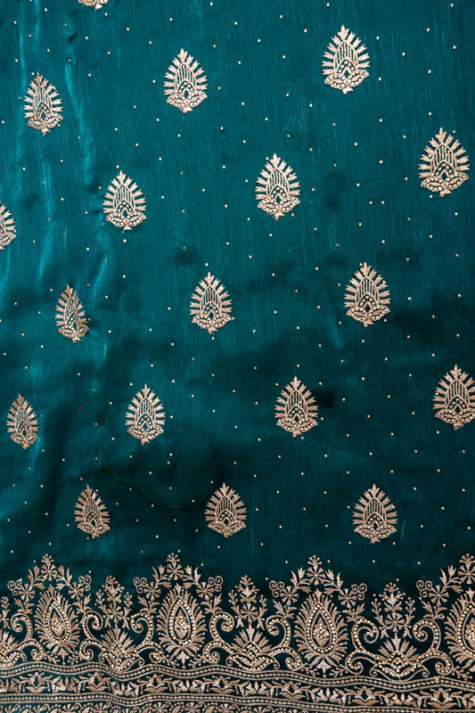 Statement Look Peacock Organza Unstitched Salwar Kameez With Organza Dupatta