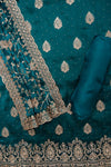 Statement Look Peacock Organza Unstitched Salwar Kameez With Organza Dupatta