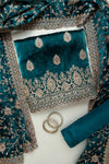 Statement Look Peacock Organza Unstitched Salwar Kameez With Organza Dupatta