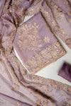 Delicate and Dreamy Mauve Organza Unstitched Salwar Suit With Organza Dupatta