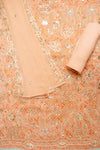 Graceful Flow Peach Georgette Unstitched Salwar Kameez With Chiffon Dupatta