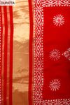 Grace Redefined Red Unstitched Dola Salwar Kameez With Dola Dupatta