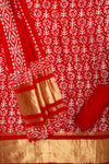 Grace Redefined Red Unstitched Dola Salwar Kameez With Dola Dupatta
