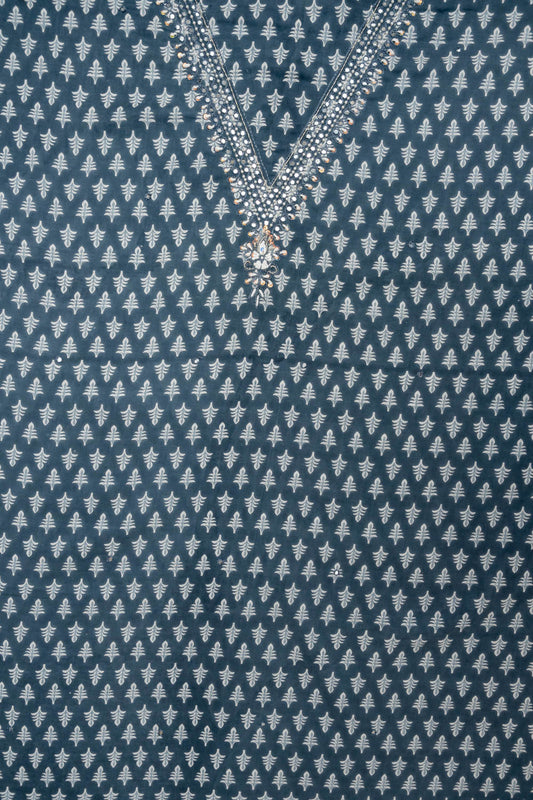 Draped In Elegance Grey Cotton Unstitched Salwar Kameez With Cotton Dupatta