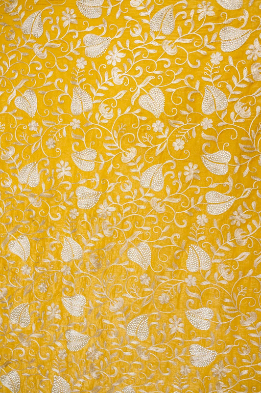 Sunshine Charm Mustard Shimmer Unstitched Salwar Kameez With Shimmer Dupatta