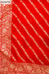 Grace Redefined Red Unstitched Salwar Kameez with Woven Zari, Dabka Work & Dolna Dupatta