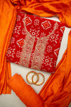 Heritage Heirloom Maroon Cotton Unstitched Salwar Kameez With Cotton Dupatta