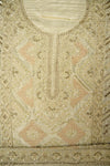 Effortlessly Elegant Olive Organza Unstitched Salwar Kameez With Organza Floral Dupatta