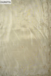 Effortlessly Elegant Olive Organza Unstitched Salwar Kameez With Organza Floral Dupatta