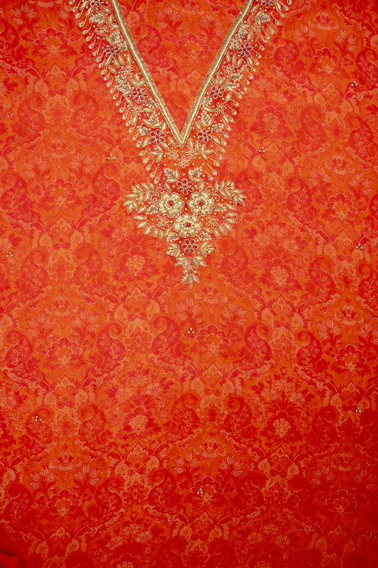 Soft As A Sunrise Coral Organza Unstitched Salwar Kameez With Chiffon Dupatta
