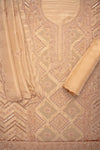 Graceful Flow Peach Organza Unstitched Salwar Kameez With Organza Floral Dupatta