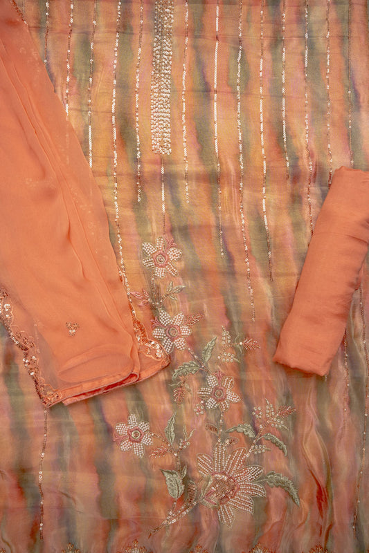 Glow Different Gajari Georgette Unstitched Salwar Kameez With Chiffon Dupatta
