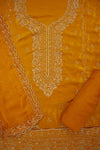 Sunshine Charm Mustard Crepe Unstitched Salwar Kameez & Chiffon Dupatta