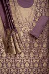 Regal And Radiant Garnet Shimmer Unstitched Salwar Kameez With Cotton Dupatta