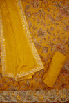 Sunshine Charm Mustard Organza Unstitched Salwar Kameez With Chinon Dupatta