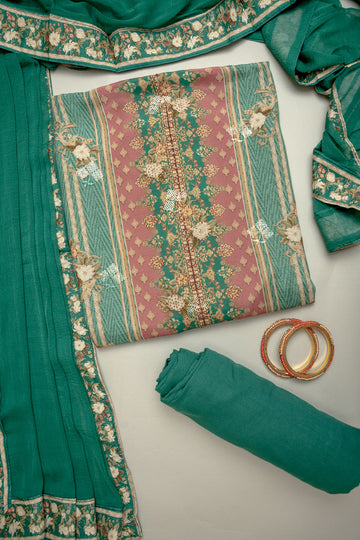 Breathe In Elegance Mint Green Muslin Unstitched Salwar Kameez With Chiffon Dupatta