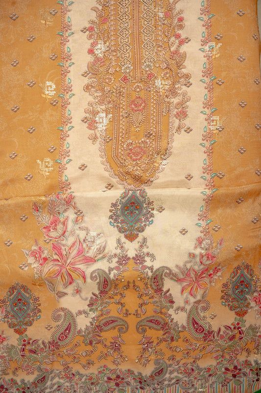 Sunshine Charm Mustard Muslin Unstitched Salwar Kameez With Chiffon Dupatta