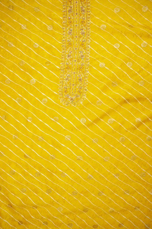 Shine Bright In Mango Gold Cotton Unstitched Salwar Kameez With Cotton Dupatta
