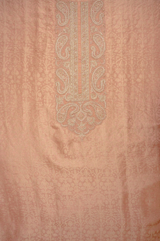 Graceful Flow Peach Georgette Unstitched Salwar Kameez With Georgette Dupatta