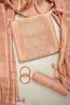 Graceful Flow Peach Georgette Unstitched Salwar Kameez With Georgette Dupatta