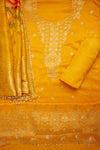 Sunshine Charm Mustard Crepe Unstitched Salwar Kameez With Crepe Dupatta