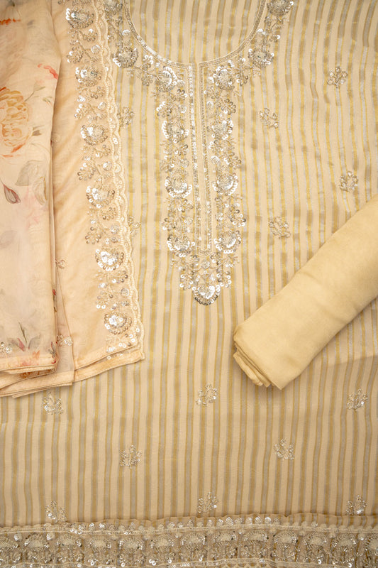 Tussar Organza Unstitched Salwar Kameez With Organza Dupatta