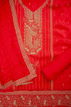 Grace Redefined Red Crepe Unstitched Salwar Kameez & Chiffon Dupatta