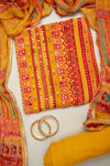 Sunshine Charm Mustard Crepe Unstitched Salwar Kameez & Chiffon Dupatta