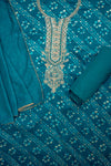 Dive Into Elegance Firozi Cotton Unstitched Salwar Kameez With Cotton Dupatta