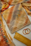 Sunshine Charm Mustard Organza Unstitched Salwar Kameez With Chiffon Dupatta
