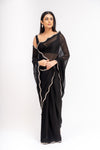 Bold Statement Black Georgette Braso Saree With Unstitched Blouse