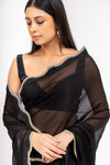 Bold Statement Black Georgette Braso Saree With Unstitched Blouse