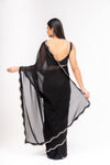 Bold Statement Black Georgette Braso Saree With Unstitched Blouse