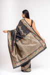 Bold Statement Black Banarasi Silk Saree With Unstitched Blouse