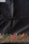 Bold Statement Black Banarasi Silk Saree With Unstitched Blouse