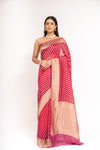 Charm Of Dark Gajari Khaddi Georgette Saree With Unstitched Blouse