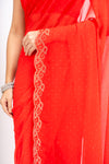 Grace Redefined Red Georgette Braso Saree With Unstitched Blouse