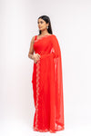 Grace Redefined Red Georgette Braso Saree With Unstitched Blouse