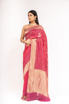Charm Of Dark Gajari Khaddi Georgette Saree With Unstitched Blouse